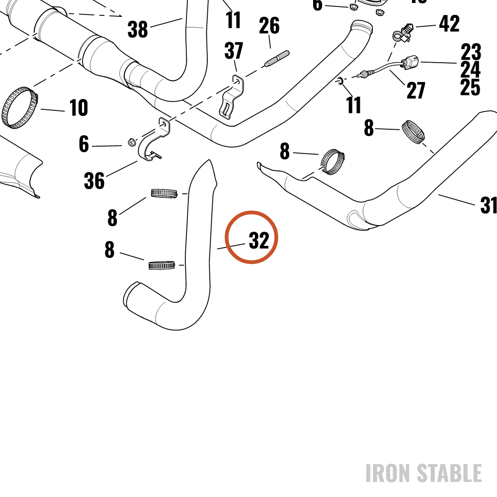 Harley-Davidson Shield, Exhaust, Rear Pipe, Satin Chr