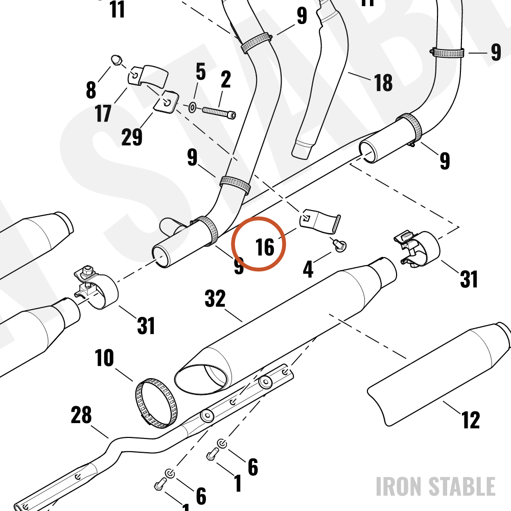 Harley-Davidson Clamp, Exhaust, X
