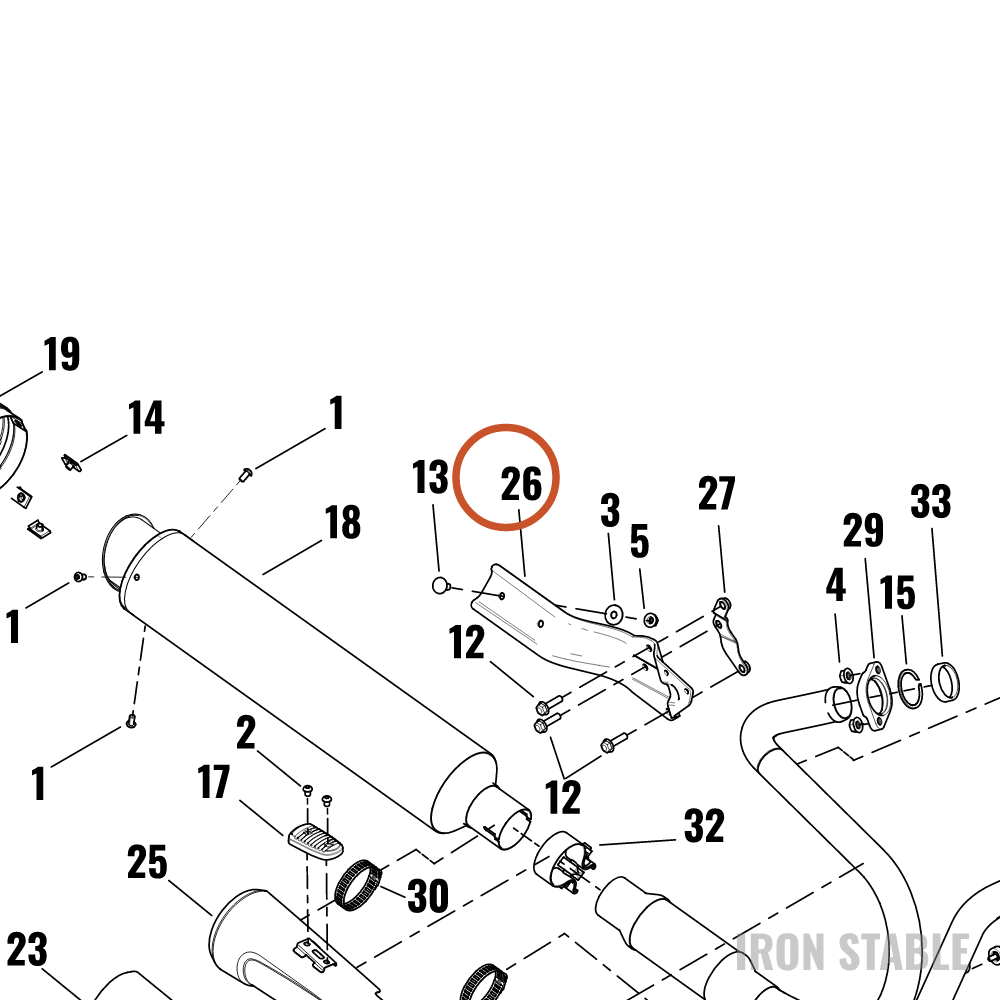 Harley-Davidson Bracket, Exhaust Mounting, Rear