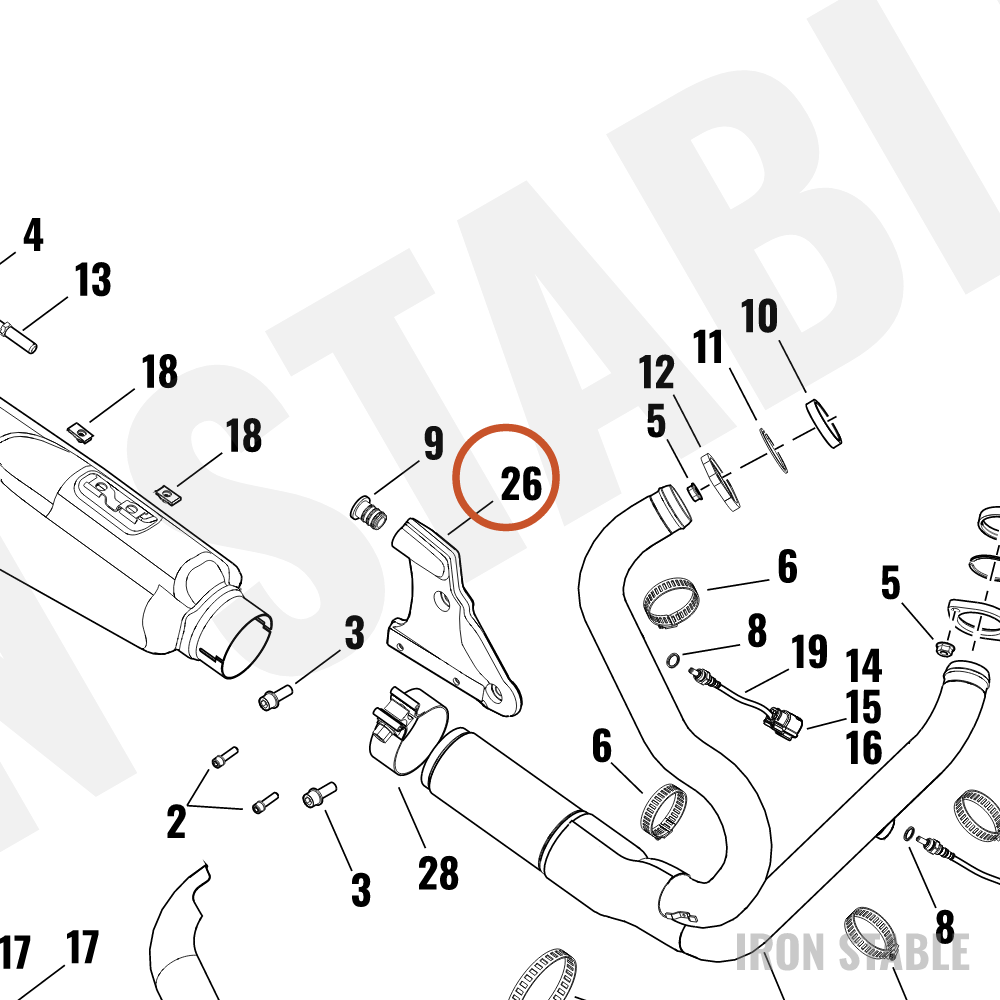 Harley-Davidson Bracket, Exhaust Mt, Fwd Sweep, Wide