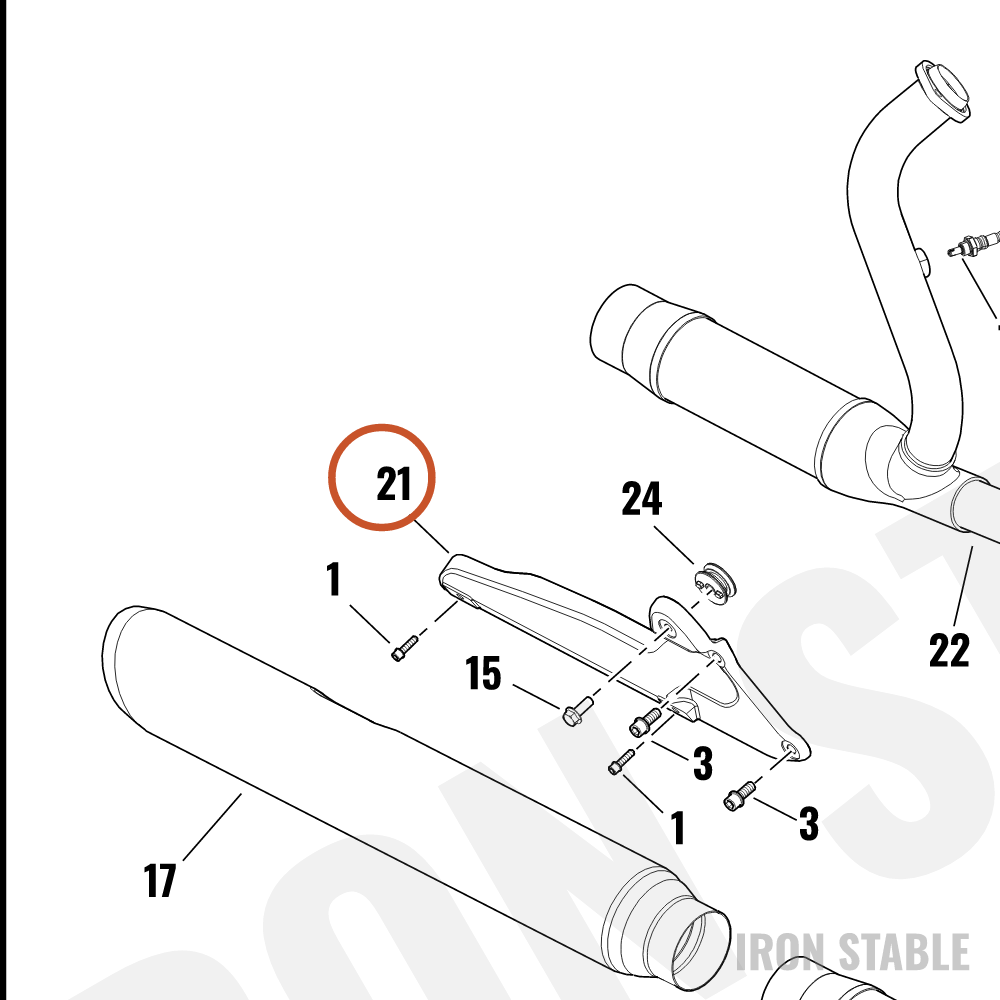 Harley-Davidson Bracket, Exhaust Mt, , 2-1