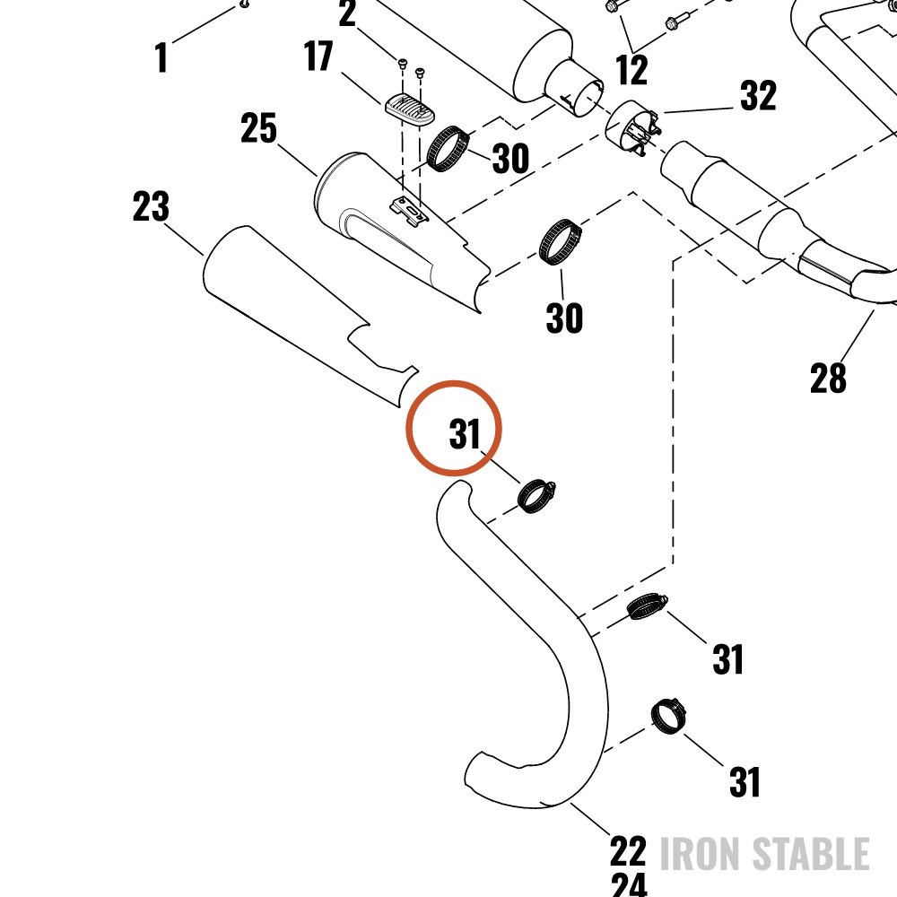 Harley-Davidson Clamp, Worm Drv, Exhaust Pipe