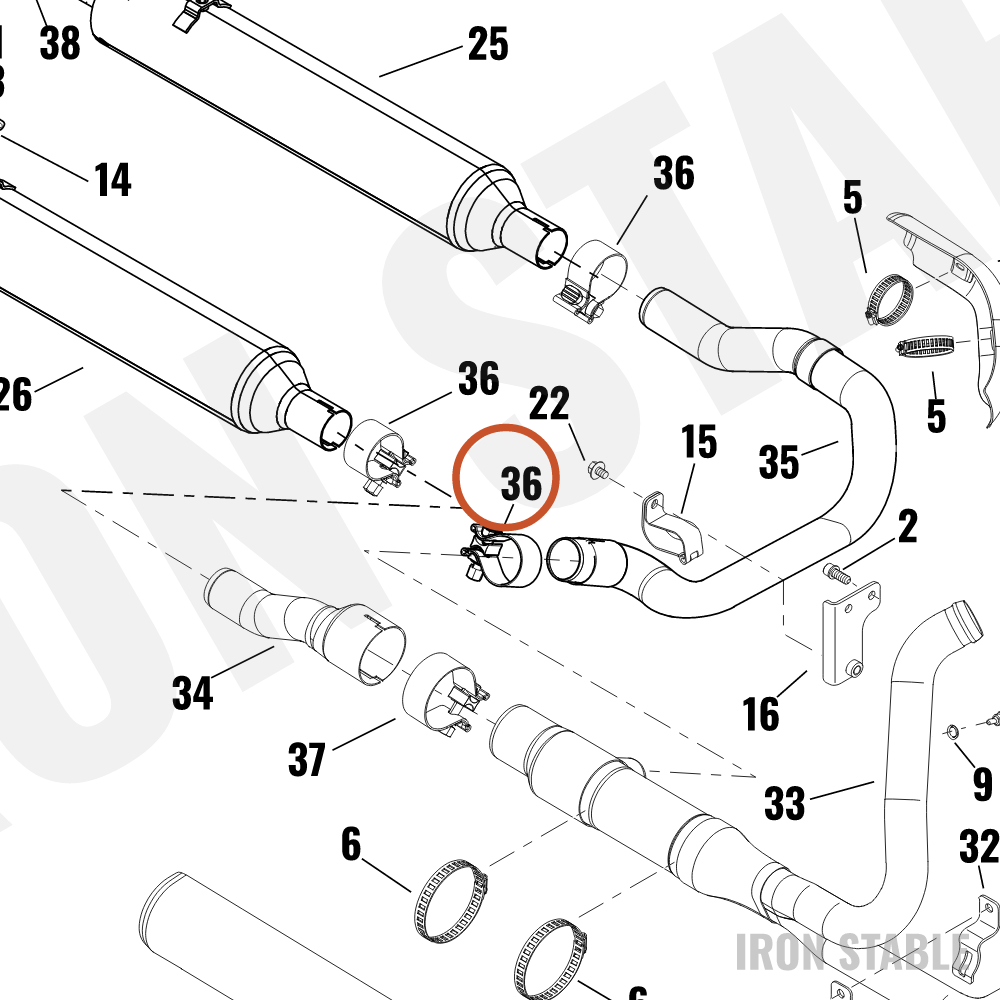 Harley-Davidson Clamp, Exhaust, X
