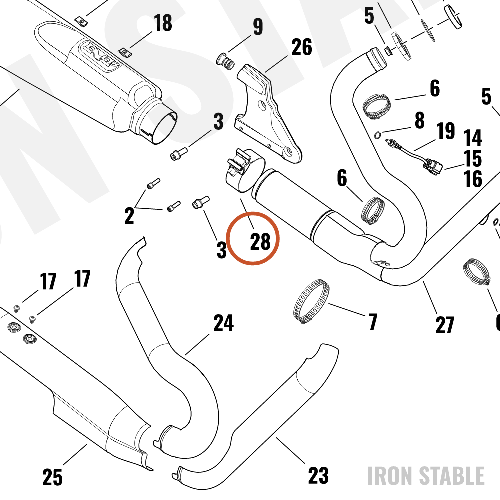 Harley-Davidson Clamp, Exhaust, Muffler
