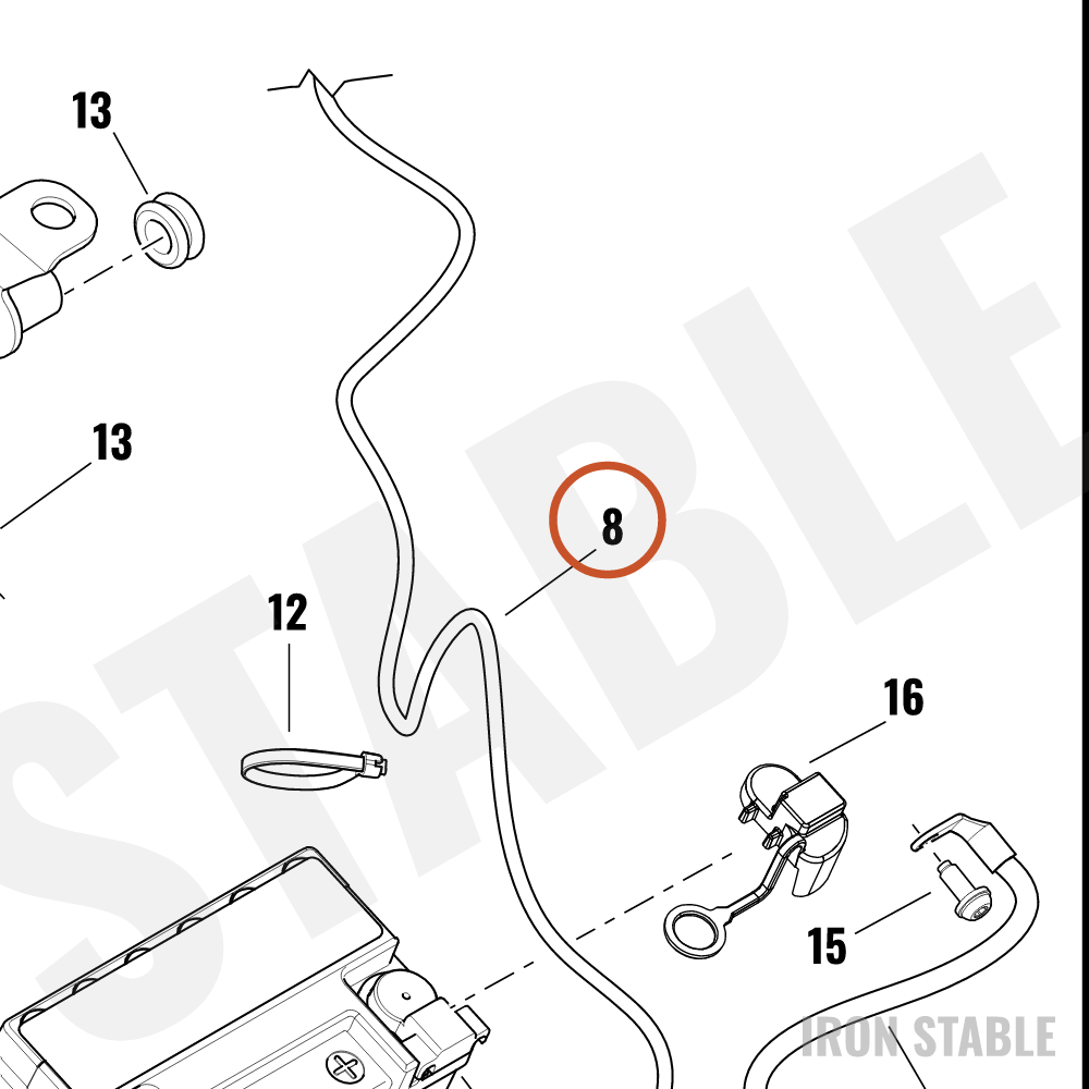 Harley-Davidson Cable, Pos Bat, To Solenoid
