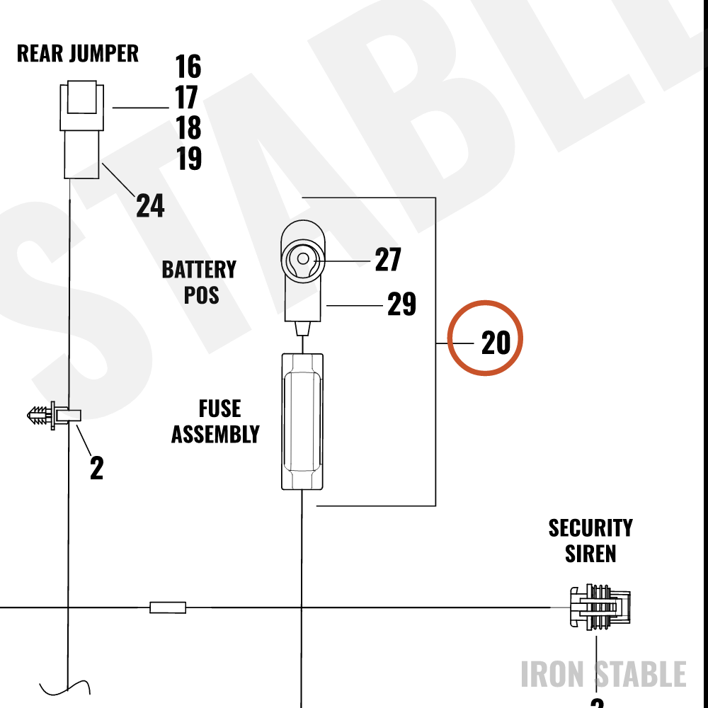 Harley-Davidson Cable, Pos Bat, Inline Fuse, 60a