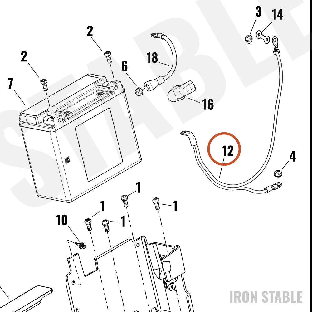Harley-Davidson Cable, Neg Bat, To, Powertrain, Fr
