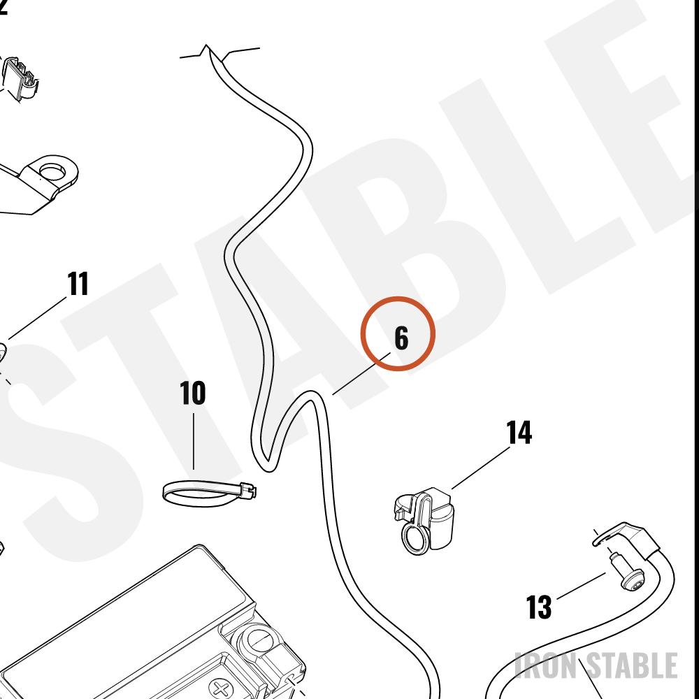 Harley-Davidson Cable, Pos Bat, To Solenoid