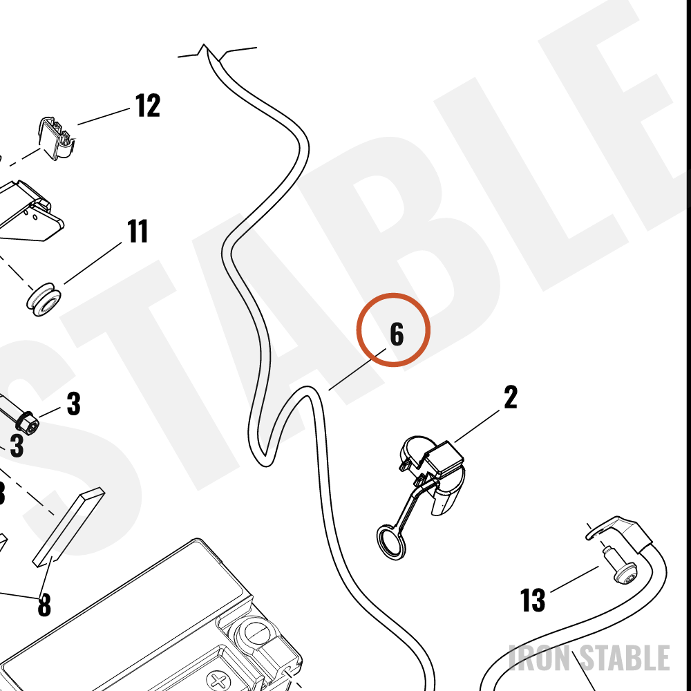 Harley-Davidson Cable, Pos Bat, To Solenoid