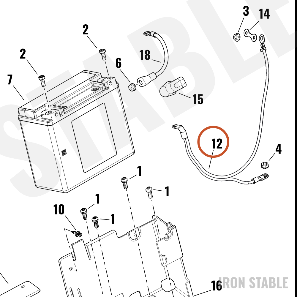 Harley-Davidson Cable, Neg Bat, To, Powertrain, Fr