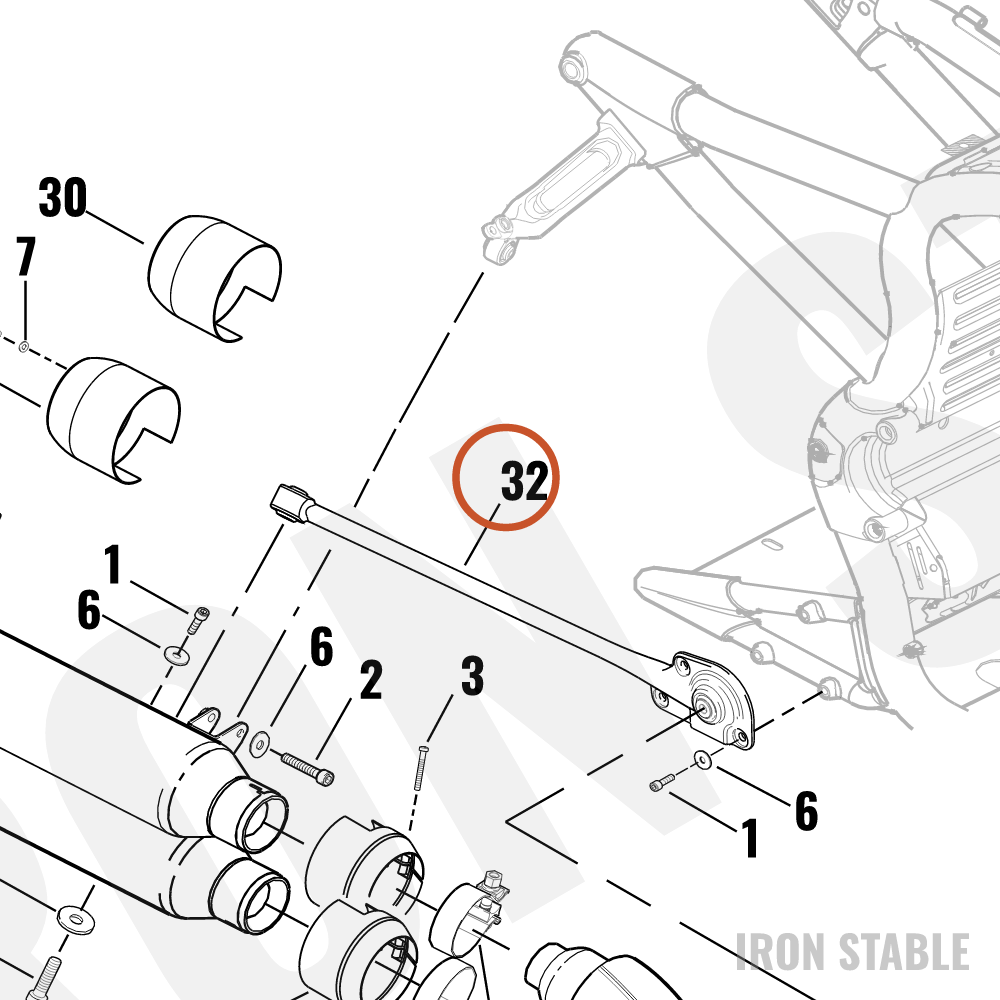 Harley-Davidson Support Assembly, Exhaust/Gloss Blk