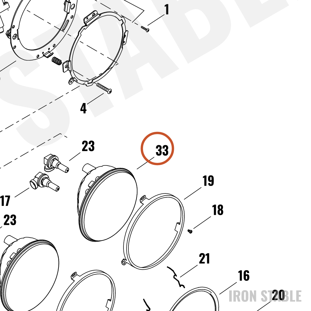 Harley-Davidson Headlamp, Dual Hal, Rh-Dip, Hdi