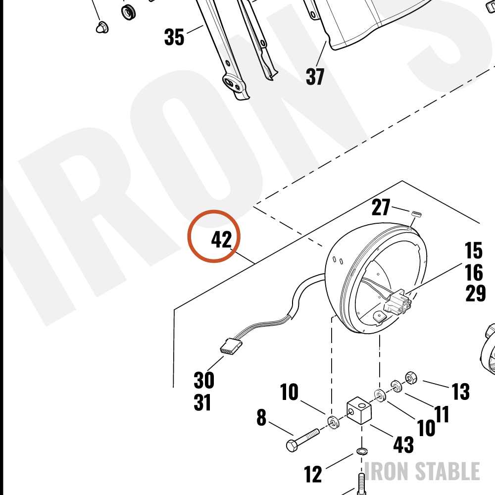 Harley-Davidson Shell Assembly, 7-In, Hdlamp/Dom