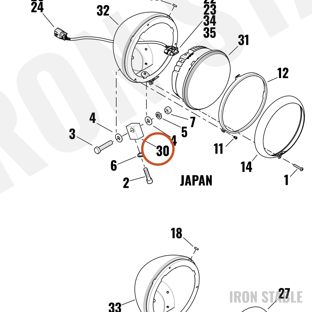 Harley-Davidson Block, Hdlamp Mntg