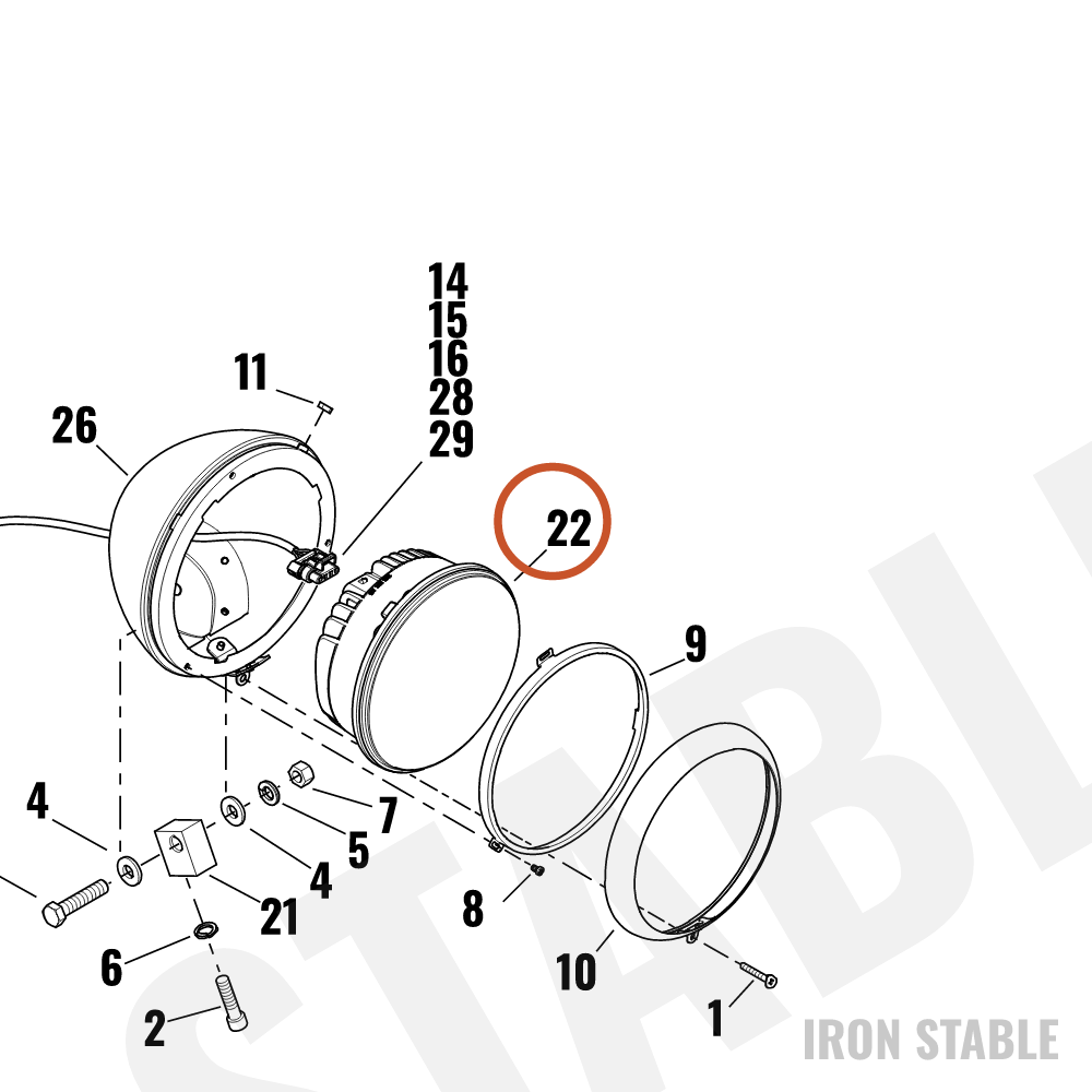 Harley-Davidson Hdlite, Led Lamp, Chrome, Dom/Hdi
