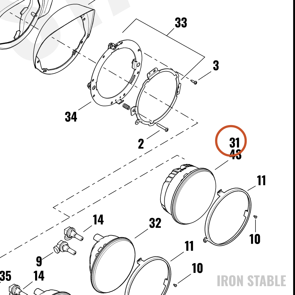 Harley-Davidson Headlight, Led, Dom/Hdi, Chrome