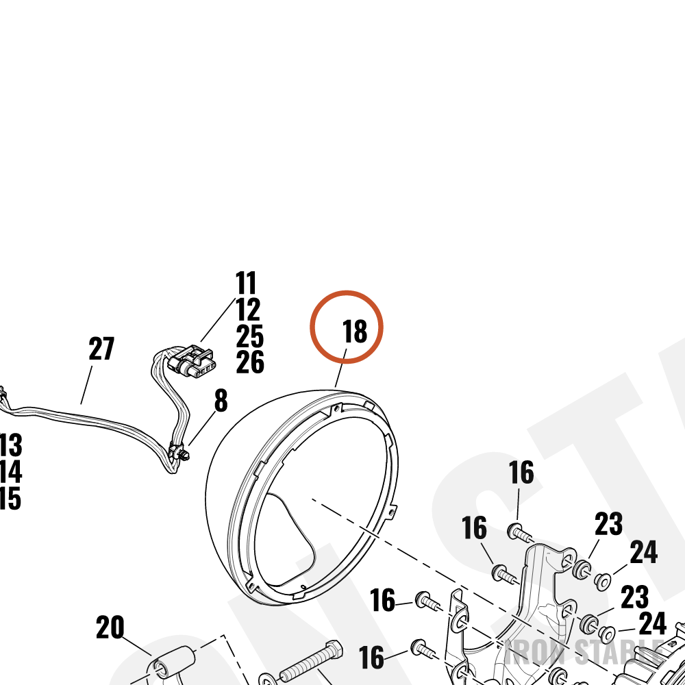 Harley-Davidson Hdlt Sub-Component, 7in Rnd Hdlt Ch