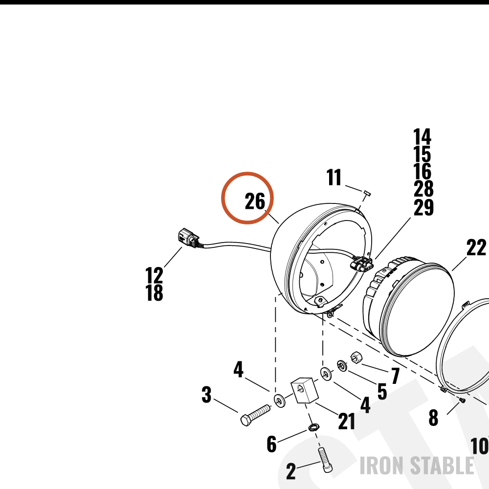 Harley-Davidson Hdlt Sub-Component, Shell, Assembly, 7in,