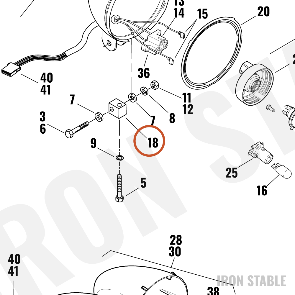 Harley-Davidson Mount Block, Headlamp