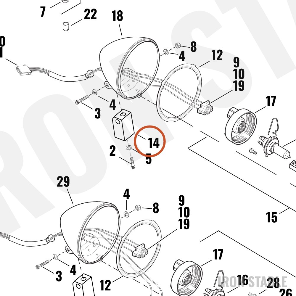 Harley-Davidson Mounting Block Headlamp