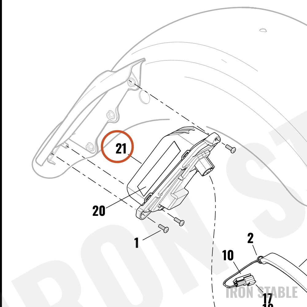 Harley-Davidson Stt Assembly, Red, Red Lens, Dom