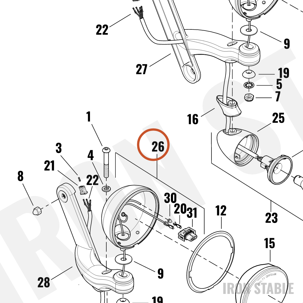 Harley-Davidson Turnsignal, Hsg, Passlmp, Chrome