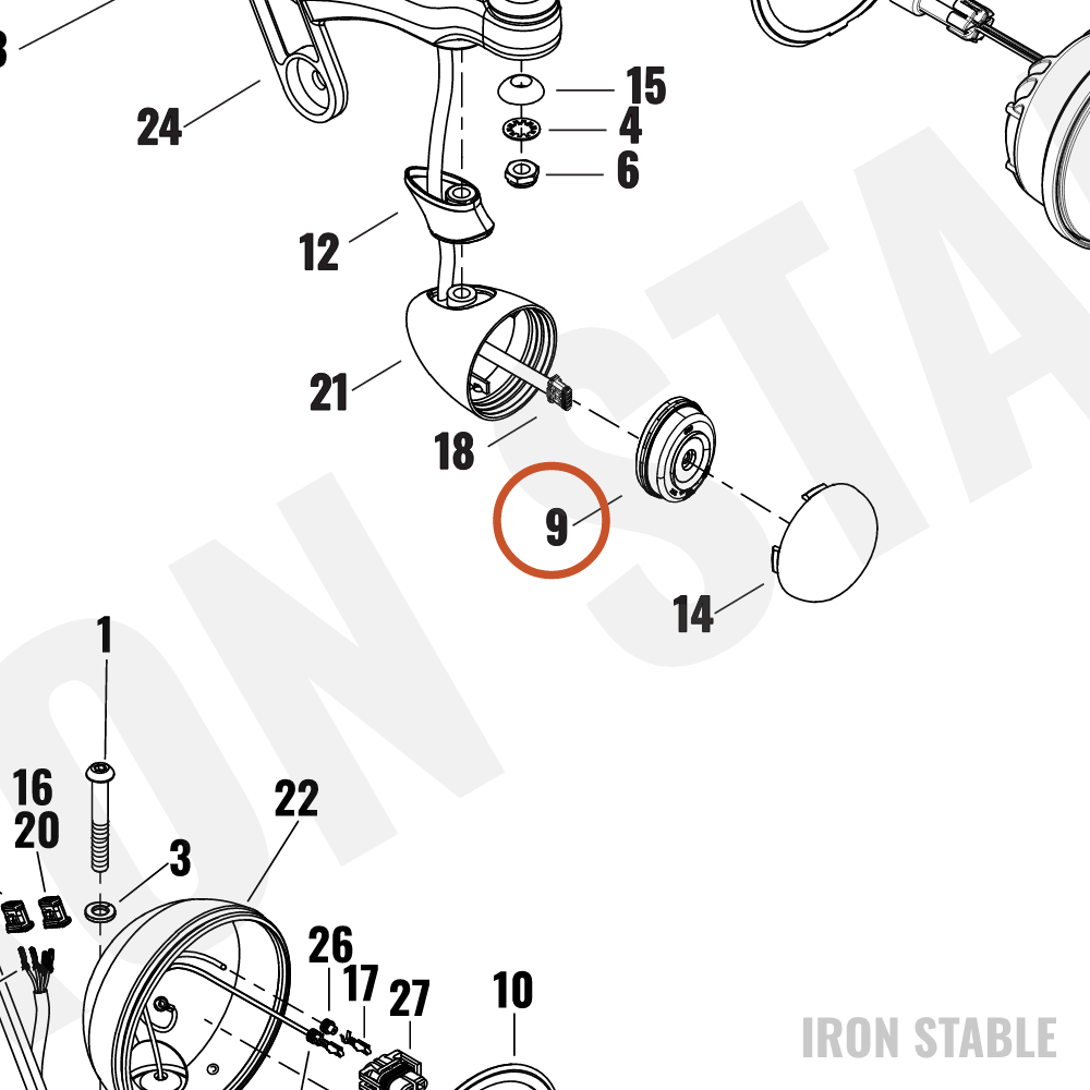 Harley-Davidson Puck Assembly, Amber, Led