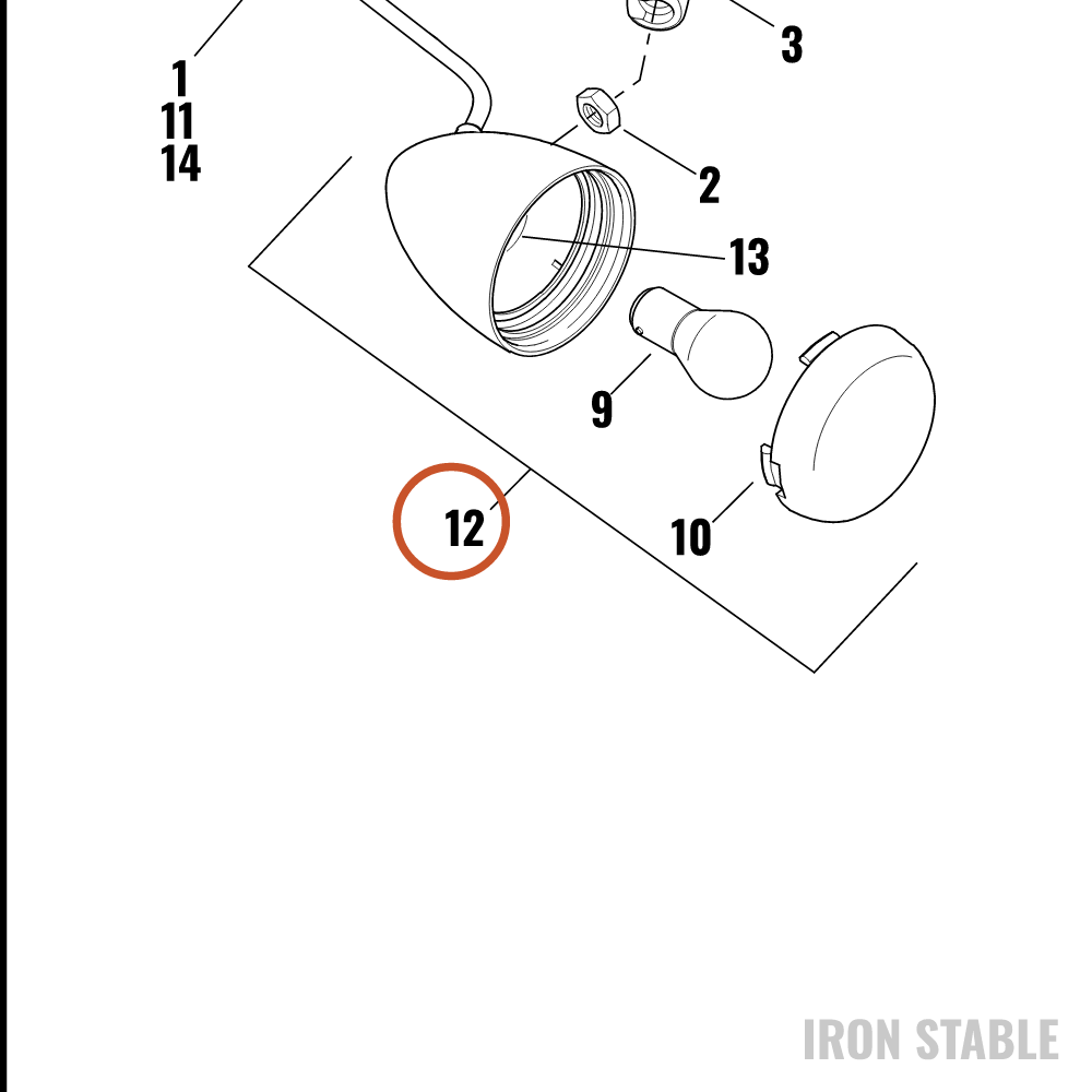 Harley-Davidson T-Signal Assembly, Front, Chrome, Dom, Se
