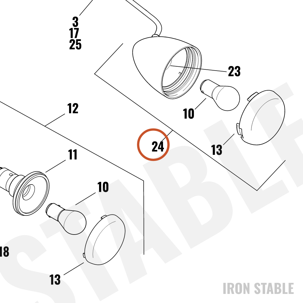 Harley-Davidson T-Signal Assembly, Front, Gloss Blk, Dom