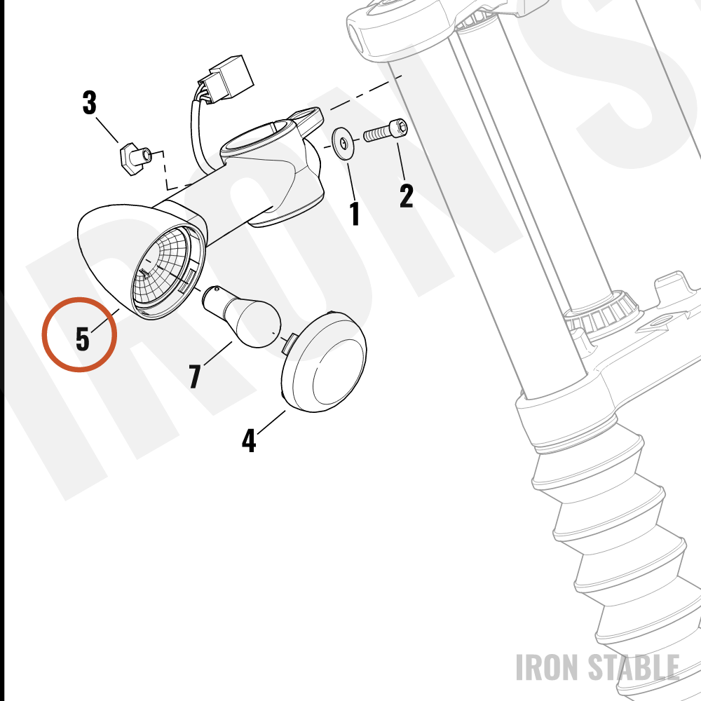Harley-Davidson Turnsignal, Assembly, Rh/Front, Dom