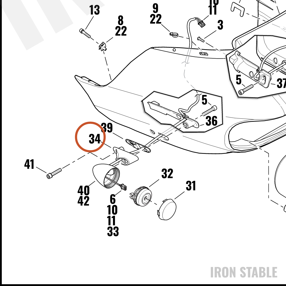 Harley-Davidson Turnsignal, Mount, Rh, Front, Blac