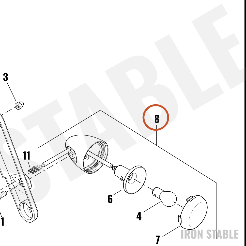 Harley-Davidson Turnsignal, Front, Blk, Smoked