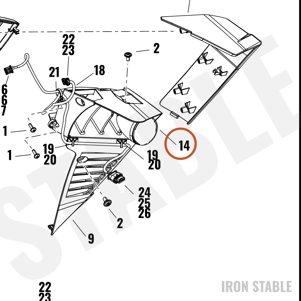 Harley-Davidson Turnsignal, Fr/Lh, Vertical, Dom, 