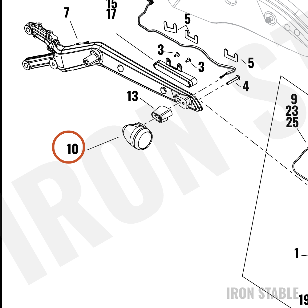 Harley-Davidson Turnsignal, Stop/Tail, Rr/Lh, Dom