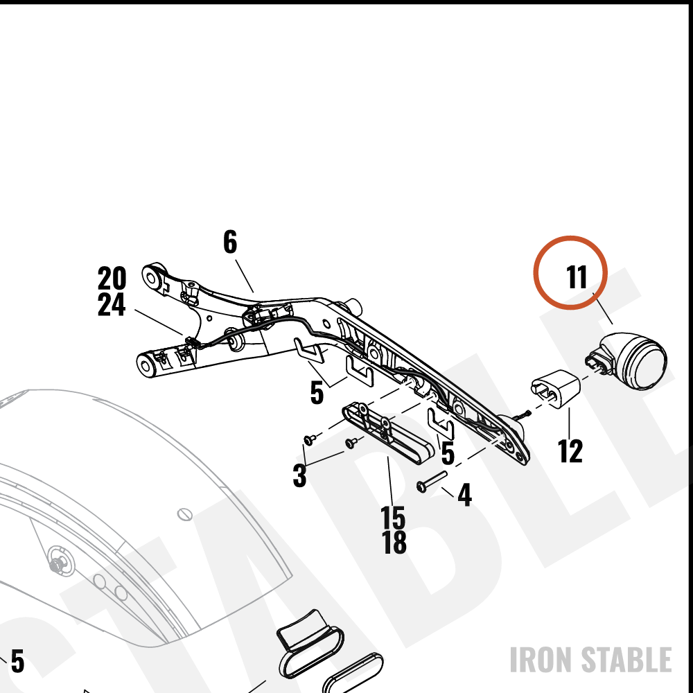 Harley-Davidson Turnsignal, Stop/Tail, Rr/Rh, Dom