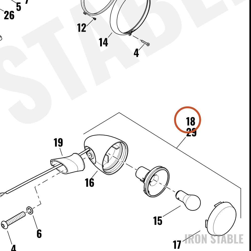 Harley-Davidson Turnsignal, Assembly, Front, Gblk, Hdi
