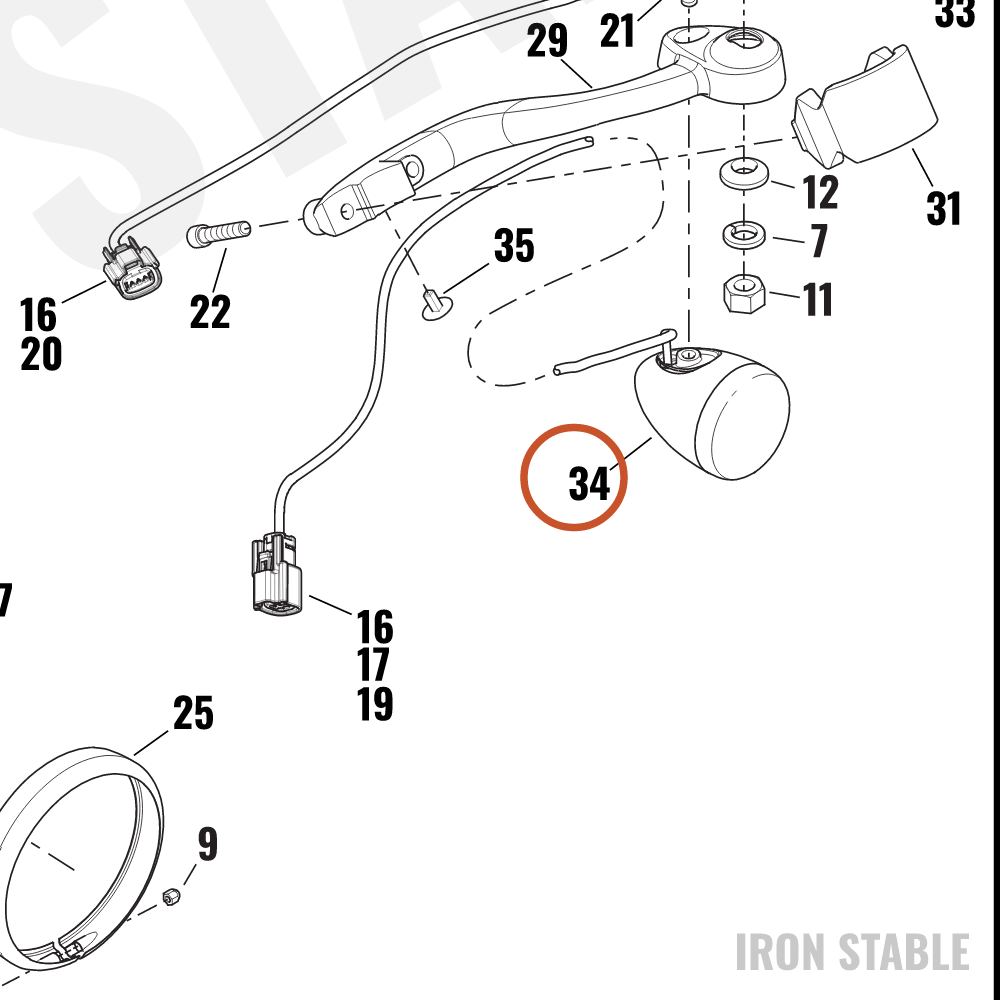 Harley-Davidson Turnsignal, Assembly, Front, Gblk, Hdi