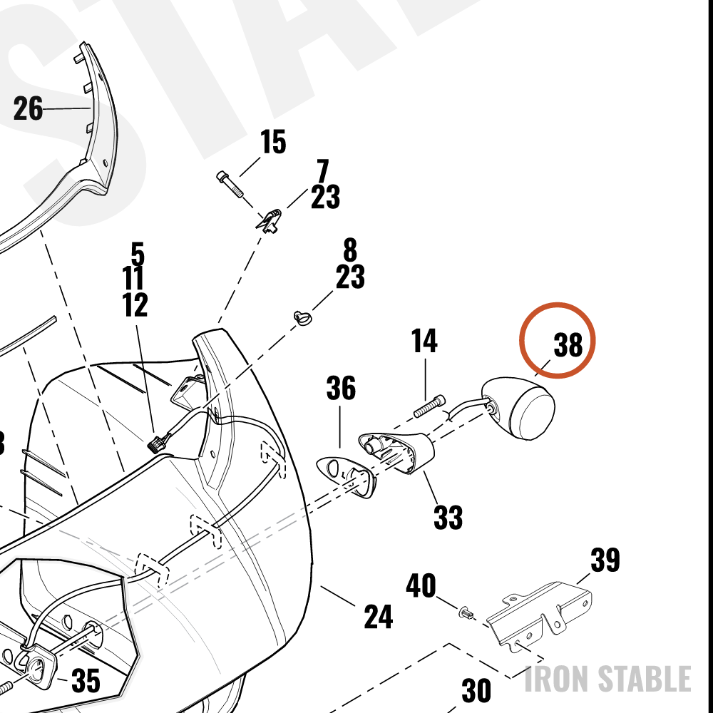 Harley-Davidson Turnsignal, Assembly, Fr, Chrome, Hdi