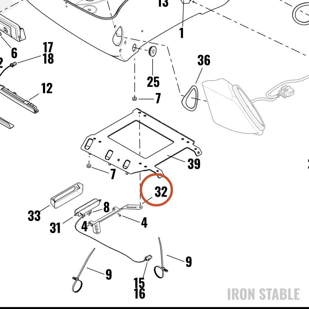 Harley-Davidson Bracket, Lic Pl, Reverse Light
