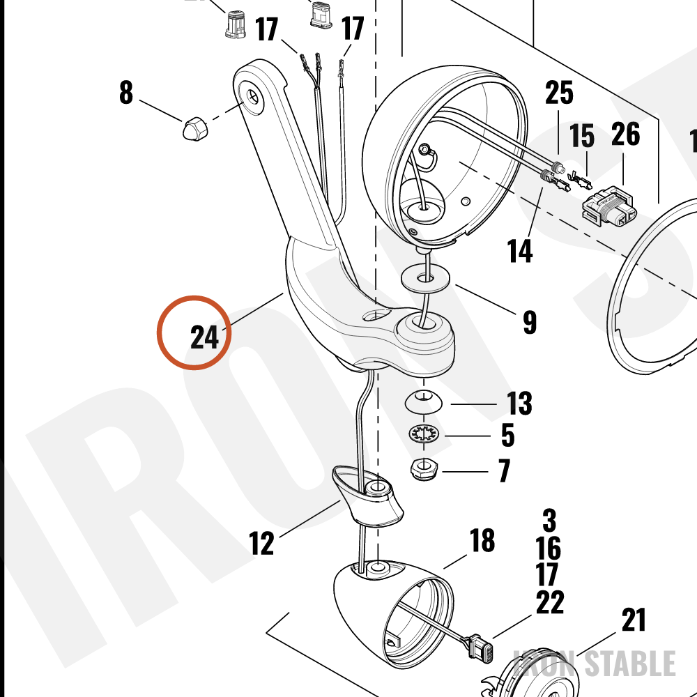 Harley-Davidson Light, Fog, Bracket, Rh, Blk