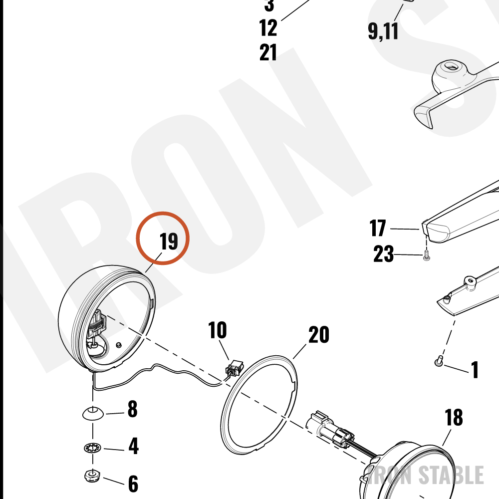 Harley-Davidson Light, Fog, Bucket Assembly, Chro