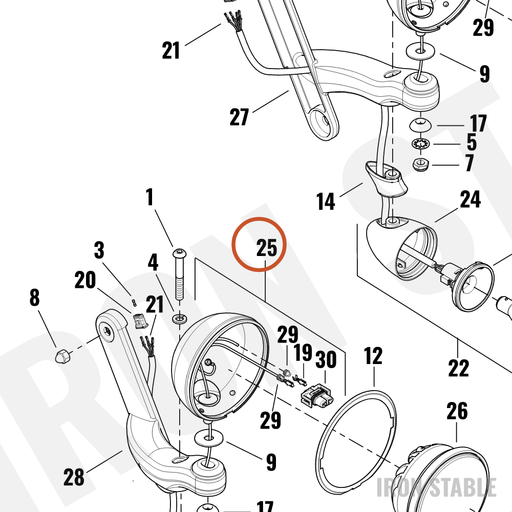 Harley-Davidson Light, Fog, Housing, Gblk