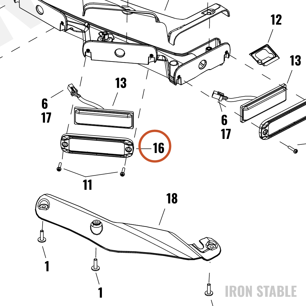 Harley-Davidson Light, Emer, Bezel, Blk