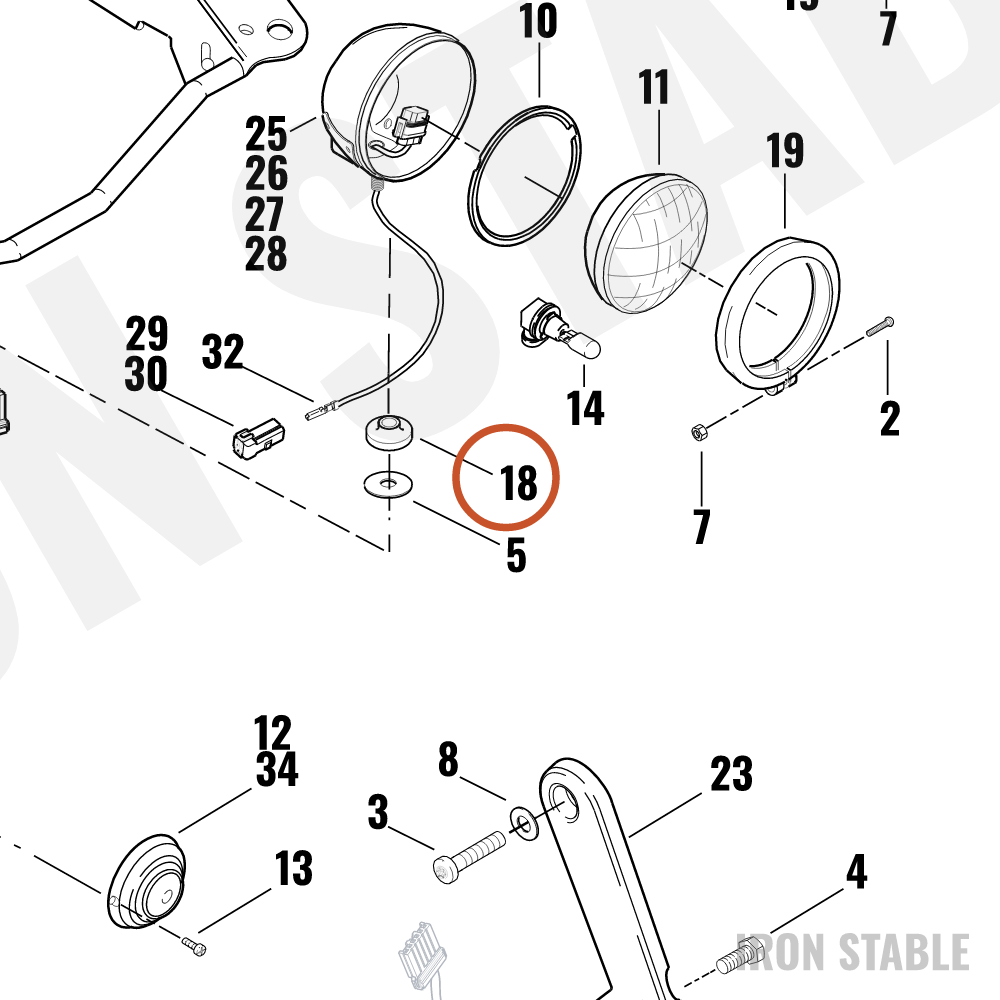 Harley-Davidson Block, Swivel Spotlamp