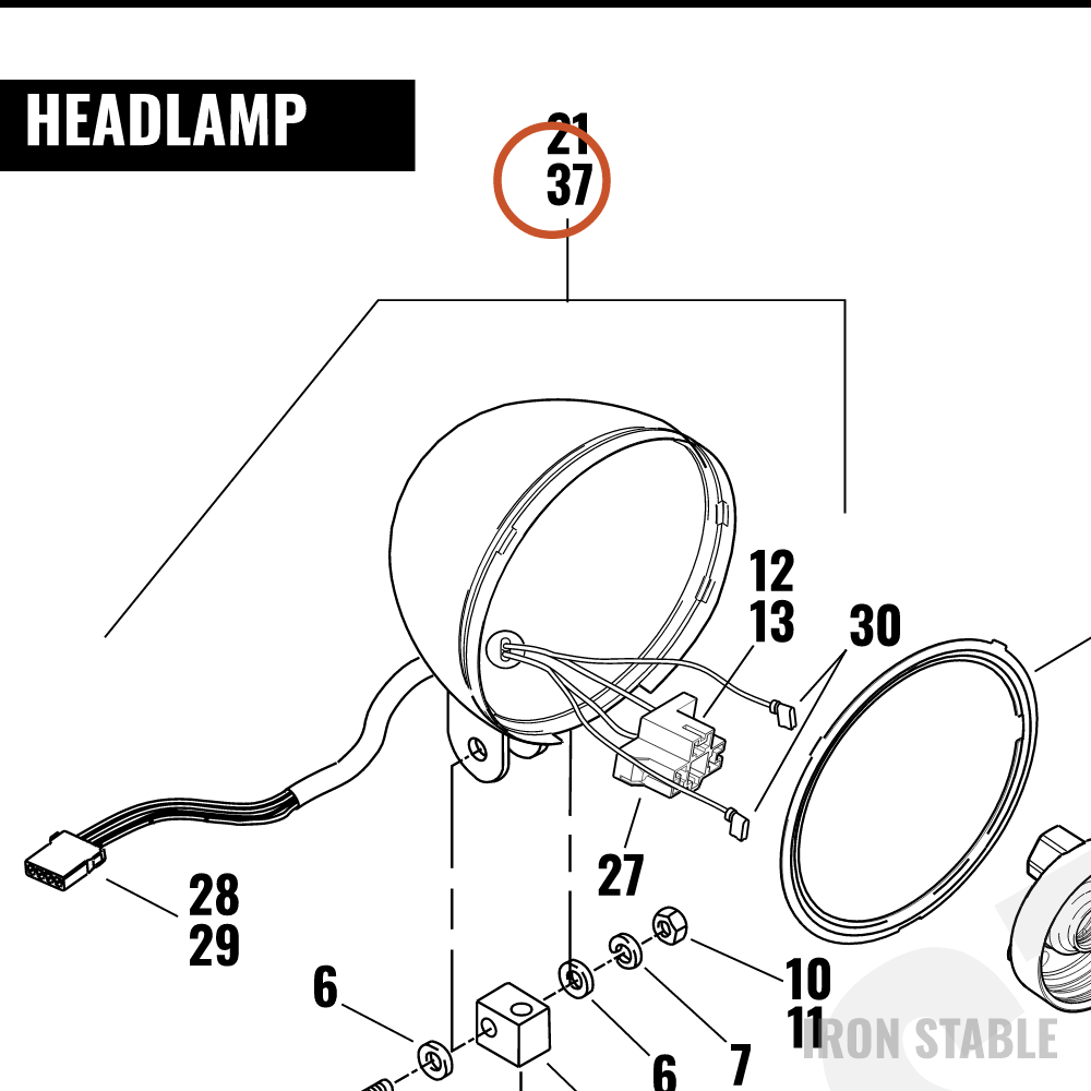 Harley-Davidson Headlamp Shell Assembly, Chrome Do