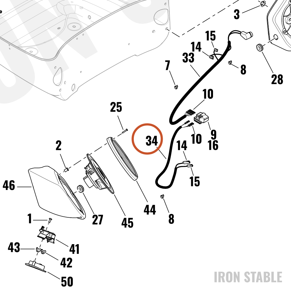 Harley-Davidson Wire Harness, Speaker Pod, Rig