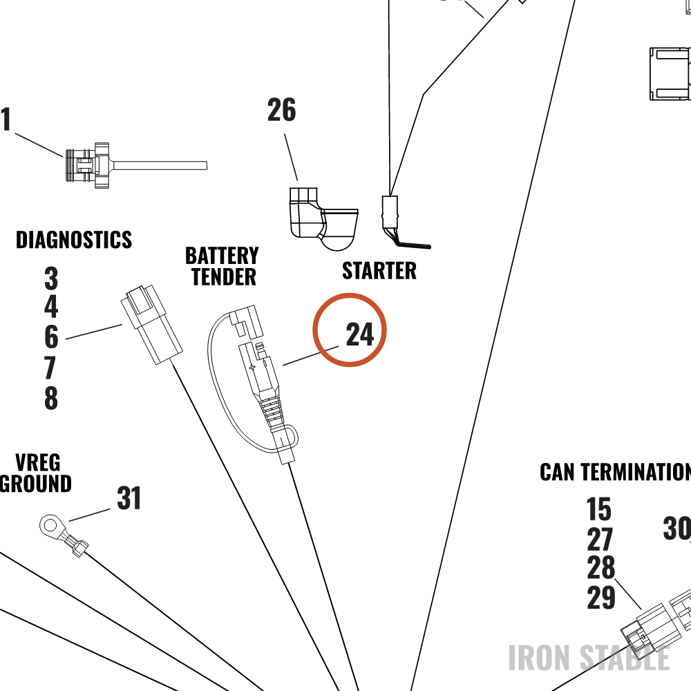 Harley-Davidson Connector, Battery Tndr Over-Mo