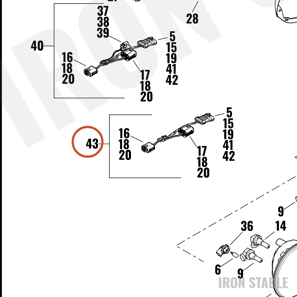 Harley-Davidson Wire Harness, Dual Halogen Hdla