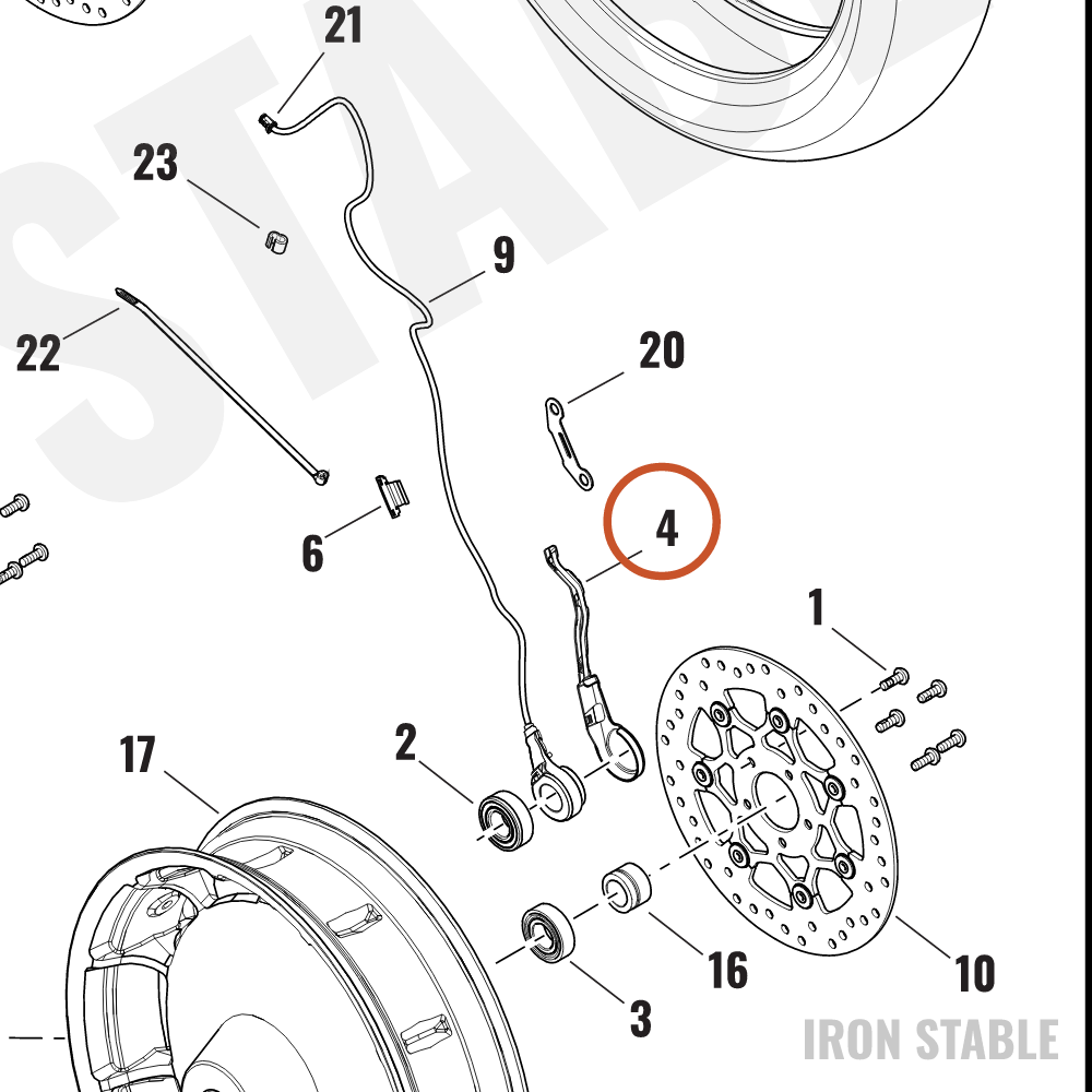 Harley-Davidson Guide, Wire, Front Wheel Speed S