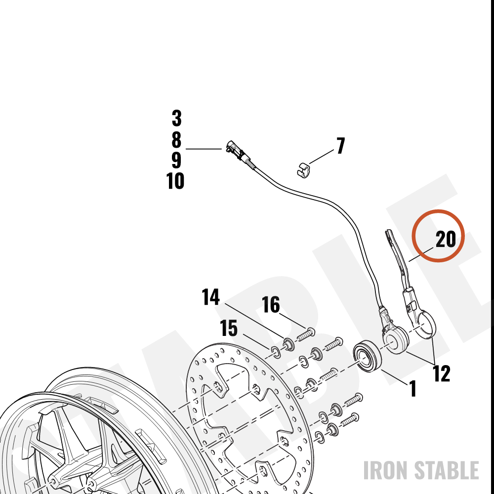 Harley-Davidson Guide, Wire, Front Wheel Speed S